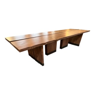 Thomas Sellars Custom Two Piece Live Edge Elm Adjustable Dining Table + Console For Sale