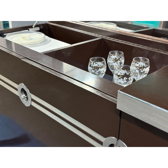 Lift-Top Bar Credenza with Chrome Accents by Pierre Cardin, Circa 1970s For Sale In Los Angeles - Image 6 of 6
