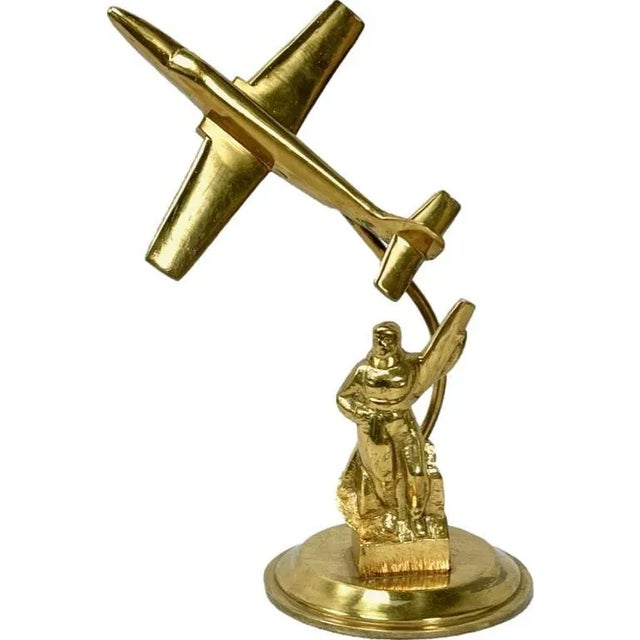 Gold Polish PZL TS-11 Iskra Desk Plane Figurine, 1950s For Sale - Image 8 of 8