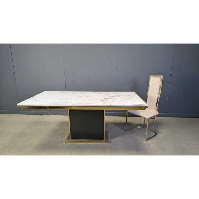 Vintage White Marble and Brass Dining Table, 1970s For Sale - Image 13 of 14