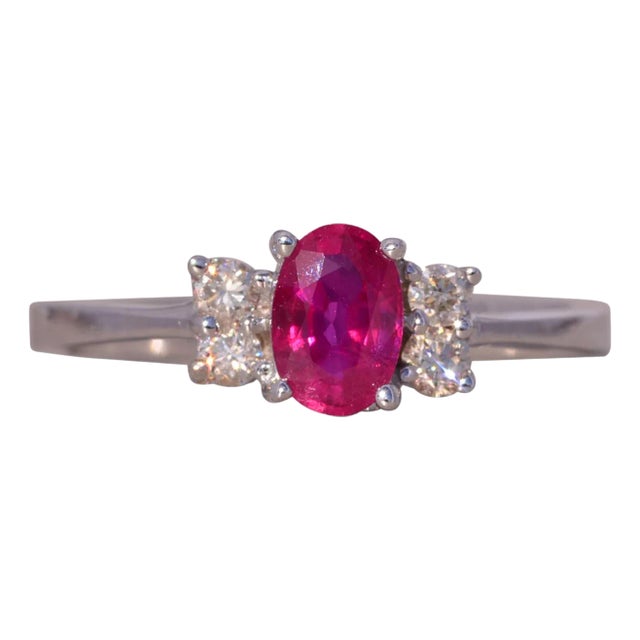 The Takie: Ruby and Natural Diamond Ring in White Gold For Sale