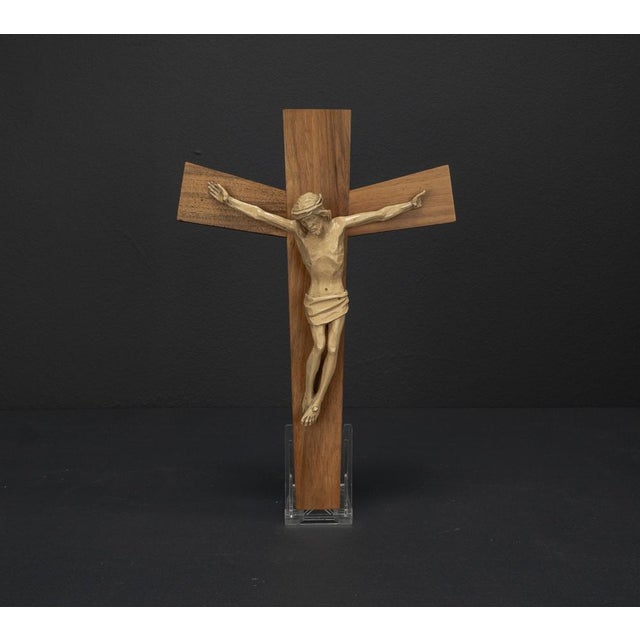 Brutalist Wooden Cross with Christ Figure, 1950s For Sale - Image 10 of 11