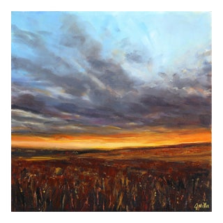 Limitless II - Original Atmospheric Landscape Acrylic and Graphite Painting on Canvas For Sale