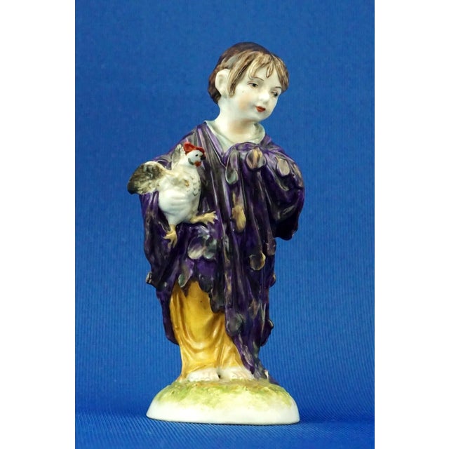 Ceramic 19th Century Porcelain Sculpture of Girl with Hen from Capodimonte or Ginori, Italy For Sale - Image 7 of 18