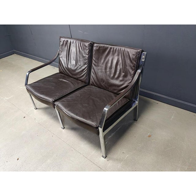 1960s Leather Sofa attributed to Preben Fabricius and Jorgen Kastholm for Walter Knoll, 1960 For Sale - Image 5 of 10
