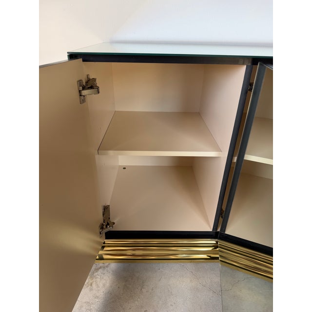 Brass 1970s Vintage Ello Furniture Mirrored Glass & Brass Sideboard For Sale - Image 8 of 15