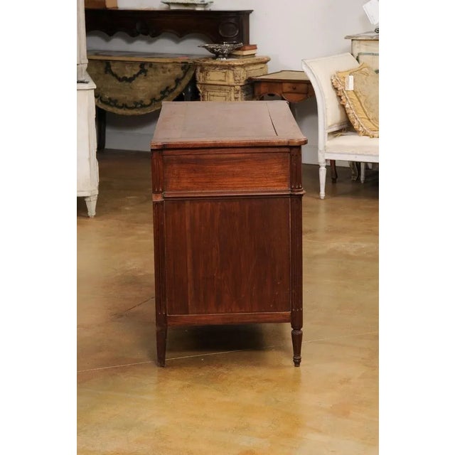 Wood 19th Century French Louis XVI Style Cherry Three-Drawer Commode with Fluting For Sale - Image 7 of 13