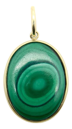 1990s 14k Gold Malachite Concentric Circles Pendant