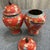 Art Deco Pair of Vintage Chinese Cloisonné Dragon and Phoenix General Jars, Scarlet Red Cloud Enamel Lidded Chinoiserie Urns For Sale - Image 3 of 5