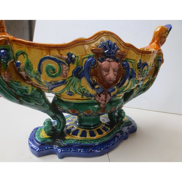 Majolica Majolica CenterBowl Barbotine Vintage 20s-30s. For Sale - Image 4 of 12
