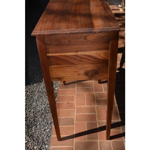 1980s Vintage Wooden English Tall Legged Cabinet or Desk W/ 3 Drawers & Carving For Sale - Image 4 of 12