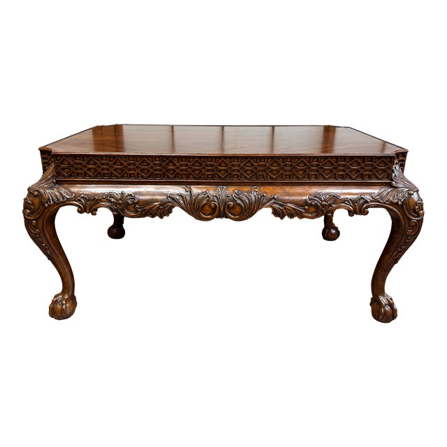 1990s Maitland-Smith Chinese Chippendale Style Mahogany Cocktail Table For Sale