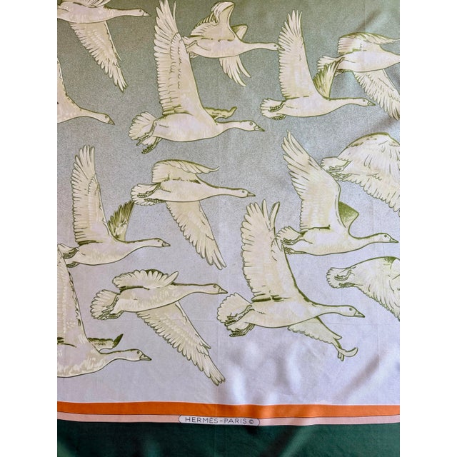 French Country Hermès Oiseaux Migrateurs 1980 Silk Scarf Designed by Latham Caty For Sale - Image 3 of 12
