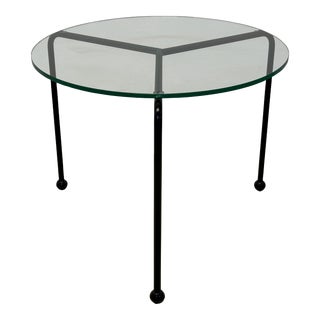 Postmodern Black Enameled Metal and Glass Top Side Table, 1980s For Sale