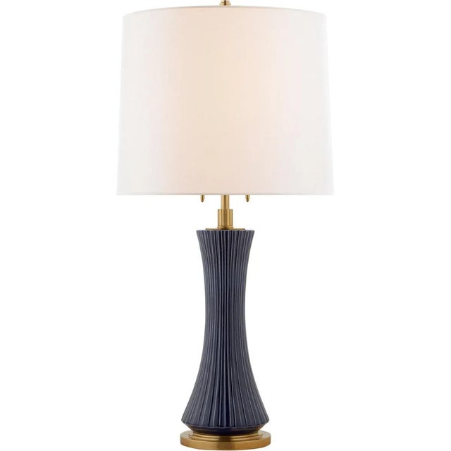 Elena Large Table Lamp in Denim with Linen Shade Designer: Thomas O'Brien Height: 31" - 33.5" Shade Detail: 14" x 16" x...