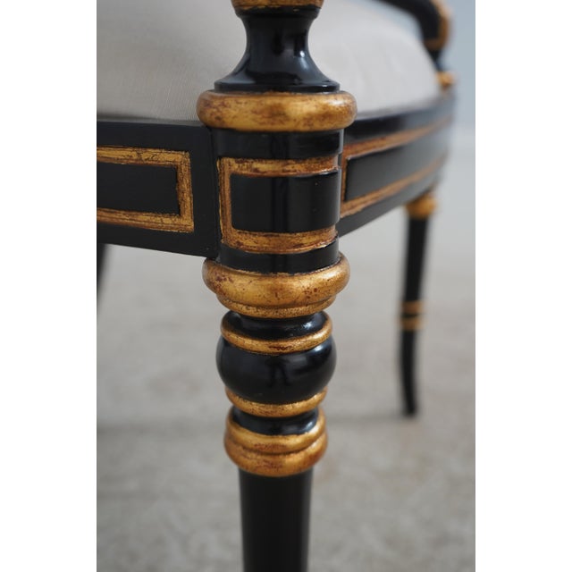 Pair Maitland Smith Regency Style Black Open Armchairs For Sale - Image 10 of 12
