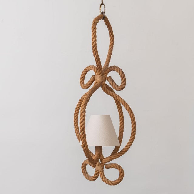 Adrien Audoux and Frida Minet 1960s French Rope Pendant Light by Audoux Minet For Sale - Image 4 of 13