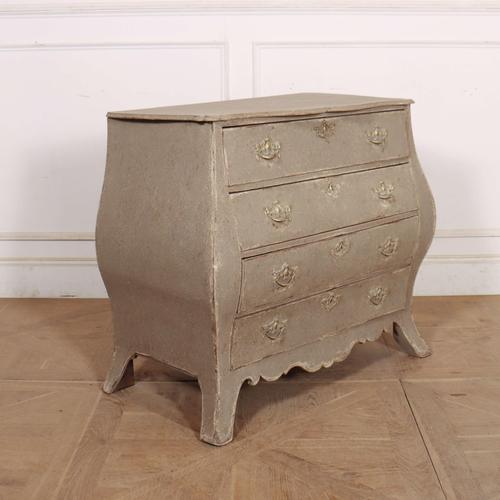 Pretty early 19th C Dutch bombe 4 drawer commode with later paint. 1820 This piece is designed in the style of the...