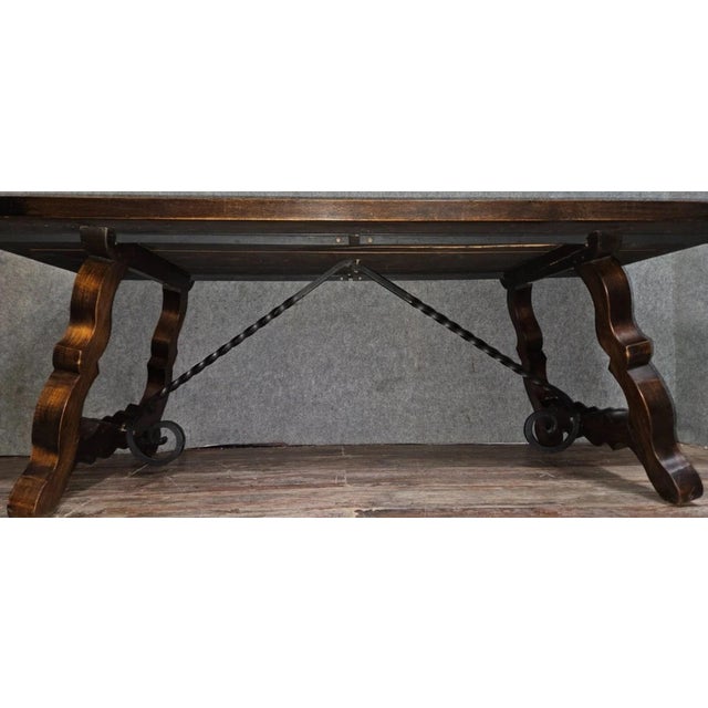 Large Wooden Farmhouse Table For Sale - Image 4 of 8