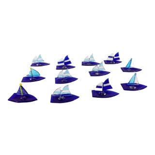 Vintage Murano Glass Models of Sailing Ships- A Set of Twelve For Sale