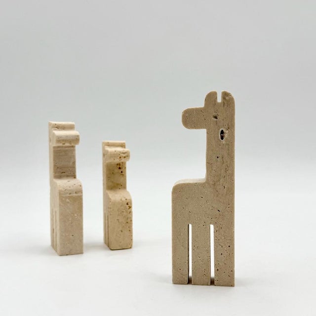Mid-Century Modern Vintage Italian Zoomorphic Sculptures in Travertine Stone, 1970s, Set of 3 For Sale - Image 3 of 14
