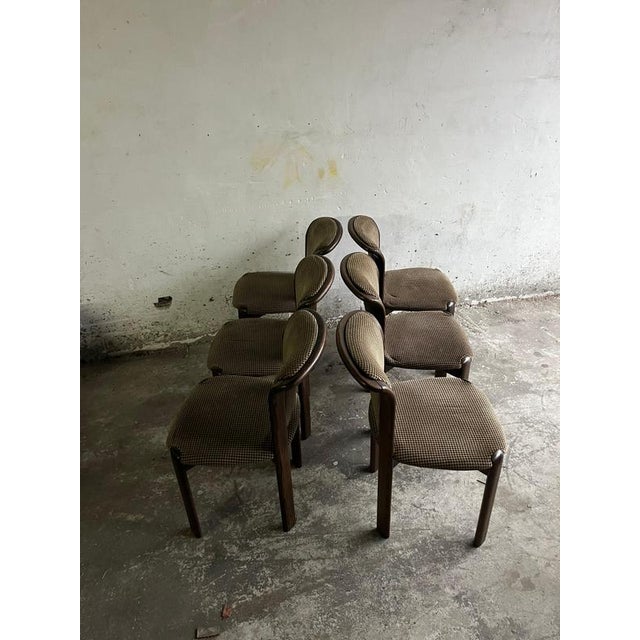 Beige Vintage Curved-Back Dining Chairs, 1970s, Set of 6 For Sale - Image 8 of 9