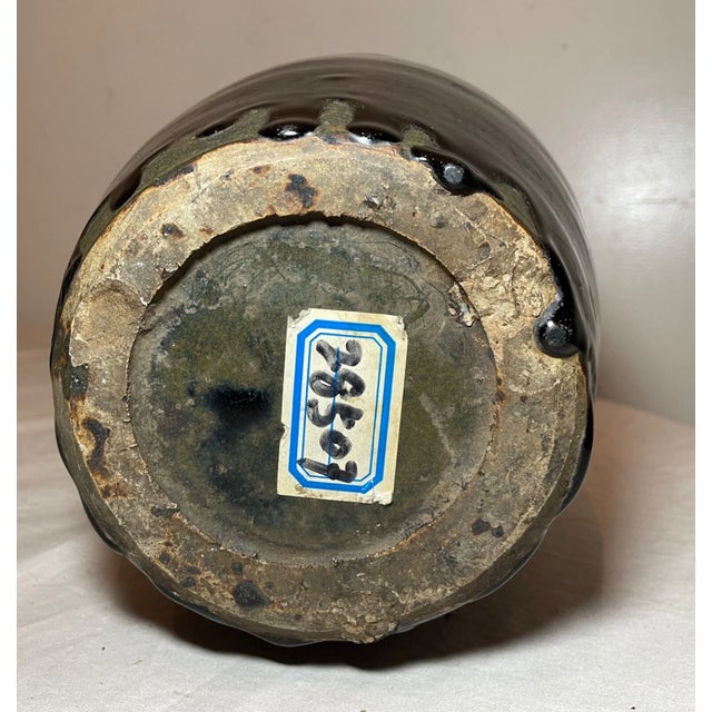 Rare Antique Early 19th Century Chinese Black Drip Glaze Pottery Wine Jug Pot For Sale - Image 9 of 11