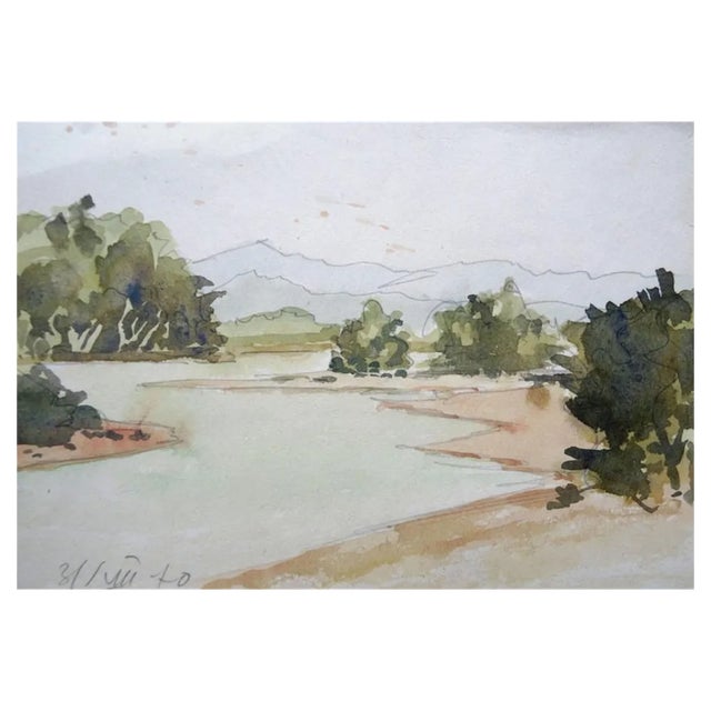 Herberts Mangolds, River, 1970, Watercolor on Paper For Sale