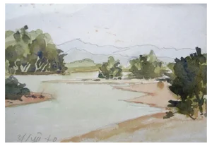 Herberts Mangolds, River, 1970, Watercolor on Paper