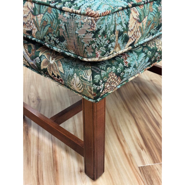 Vintage Ottoman Footstool Newly Upholstered in Bamburgh Forest Whimsical Woods Tapestry Fabric For Sale - Image 10 of 10