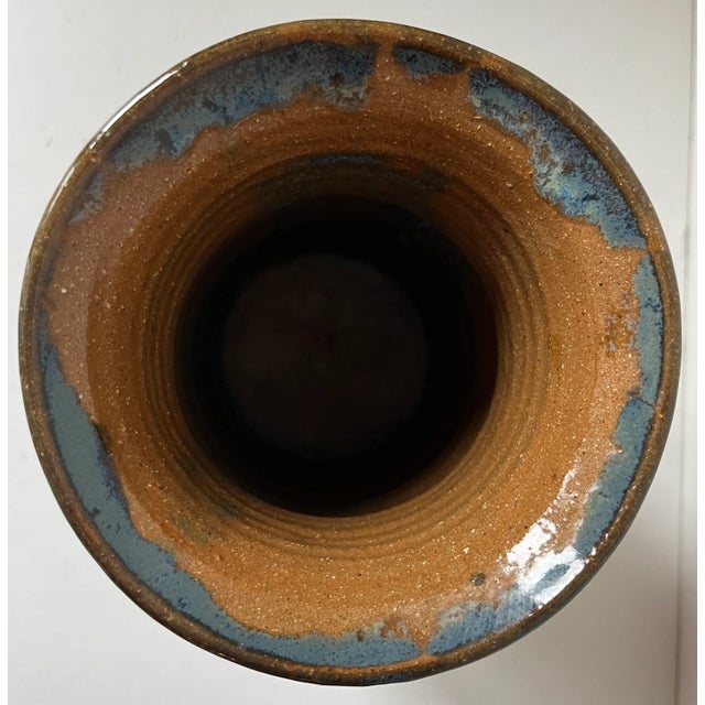 Vintage Studio Art Pottery Turquoise Glazed Vase-Signed For Sale In New York - Image 6 of 7
