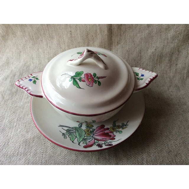 Luneville Rare French Luneville Faience Covered Pâté Dish With Underplate - K&g Old Strasbourg Pattern, C. 1920 For Sale - Image 4 of 10