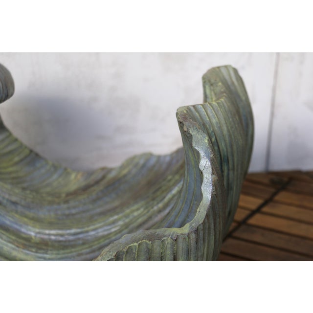 Vintage Italian Carved Wood Shell-Form Coffee Table With Glass Top, 1970s For Sale - Image 15 of 18