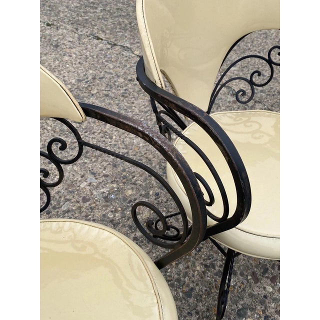Vintage Hollywood Regency Wrought Iron Butterfly Swivel Dining Chairs - Set of 4 For Sale In Philadelphia - Image 6 of 12