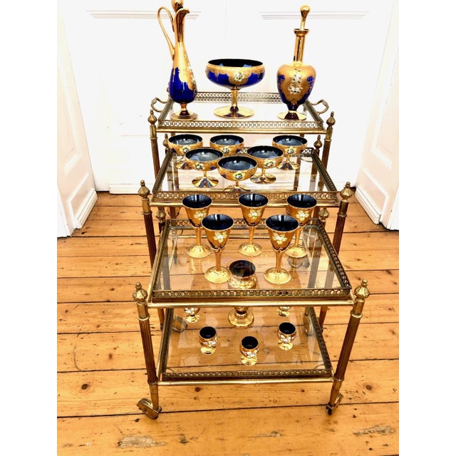 Art Deco Style Nesting Tables in Brass, 1950s, Set of 3 For Sale - Image 4 of 11