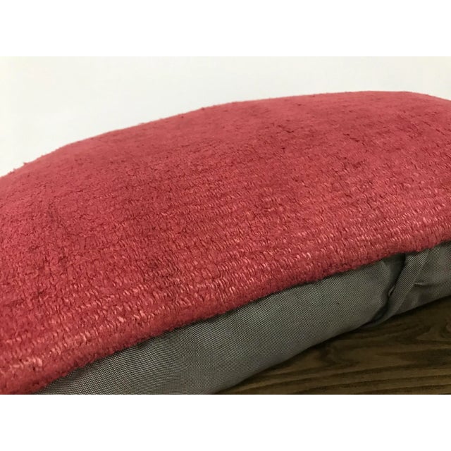 Turkish Handwoven Red Hemp Lumbar Pillow For Sale - Image 4 of 6