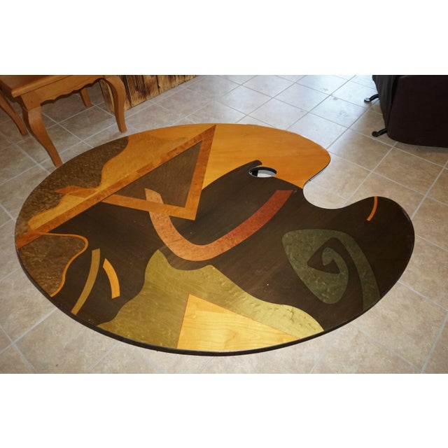 Mid-Century Modern Mid-Century Modern Artist’s Palette Coffee Table With Abstract Geometric Wood Design For Sale - Image 3 of 5