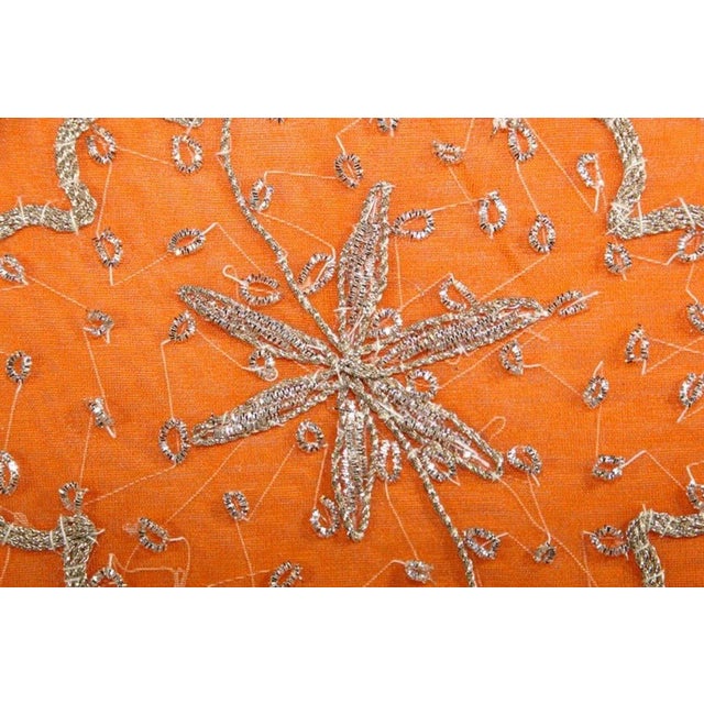 Orange Accent Throw Pillow Embellished With Sequins and Beads For Sale - Image 14 of 16