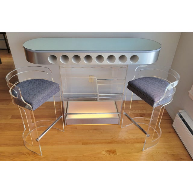 1970s 1970's Illuminated Lucite Dry Bar For Sale - Image 5 of 6