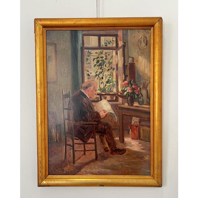 Lino Umberto Salini, Personnage lisant le Journal, 1919, Oil on Cardboard, Framed For Sale - Image 14 of 14