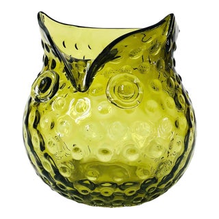 Green Glass Owl Vase For Sale