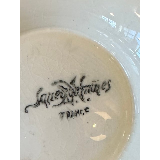 Vintage Art Deco Sarreguemines France Porcelain Bowl, Footed With Handles For Sale - Image 10 of 16