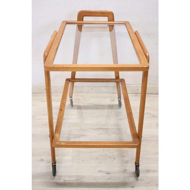 Mid-Century Modern Wood and Glass Drinks Trolley or Bar Cart, 1950s For Sale - Image 3 of 8