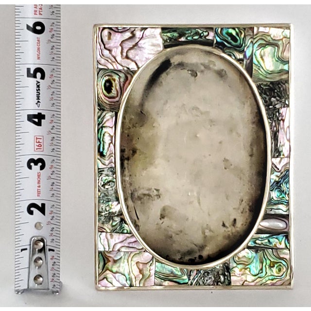 Silver Abalone Shell Photo Picture Frame 1950s For Sale - Image 11 of 13