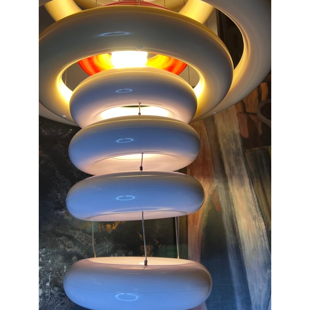 Verner Panton Verpan Ufo Chandelier, White, Red, Chrome, Denmark, 1975, 2015 For Sale - Image 11 of 12