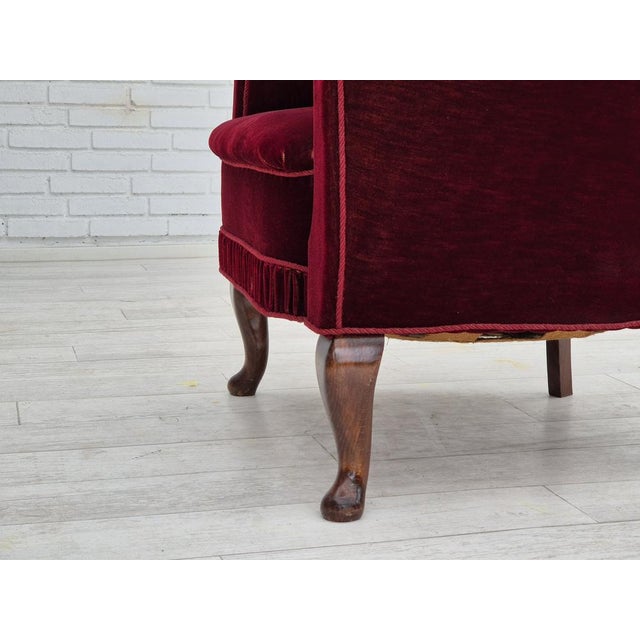 Danish Lounge Chair in Velour & Beech, 1950s For Sale - Image 18 of 18