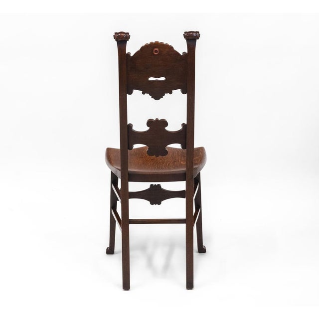 English Edwardian Oak Side Chair with Carved Green Man, 1890s For Sale - Image 9 of 12