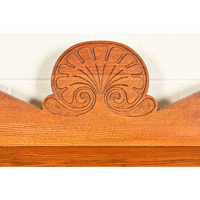 Antique Victorian Carved Oak Two-Door Bookcase Cabinet | Circa 1920s For Sale In South Bend - Image 6 of 13