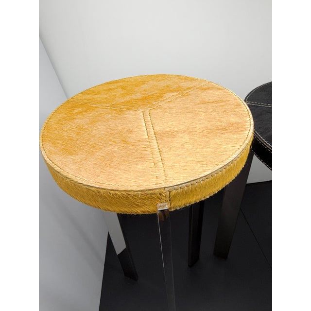 Vintage Modern Hair-on-Hide Chrome Nesting Side Tables – Set of Three For Sale - Image 4 of 7