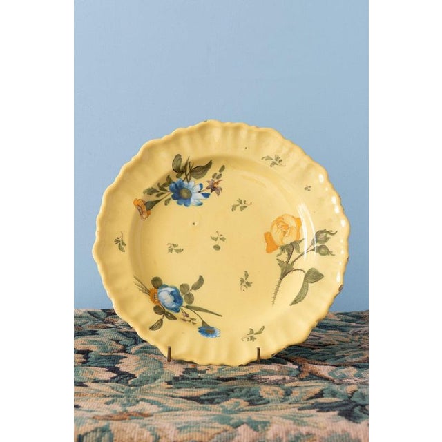 Marseille Faience Yellow Floral Plates, 1760, Set of 3 For Sale - Image 3 of 14
